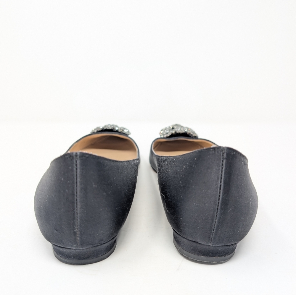 Manolo Blahnik Hangisi Satin Black Ballet Flats Size 39 Shoes - Picture 8 of 11